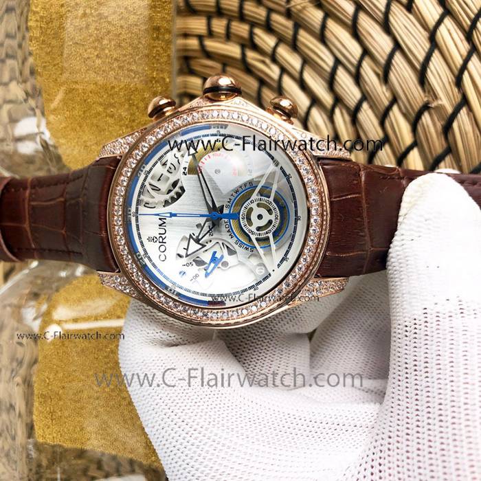 2019 Copy Corum Bubble Rose Gold Chronograph Watch with Diamond
